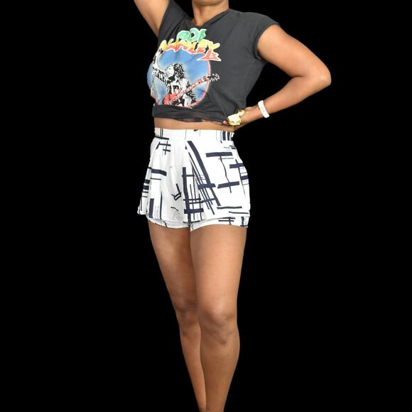 Latiste by Amy Shorts Blue White High Waist Layered Flounce Tap Pant Size Small - Picture 4 of 14